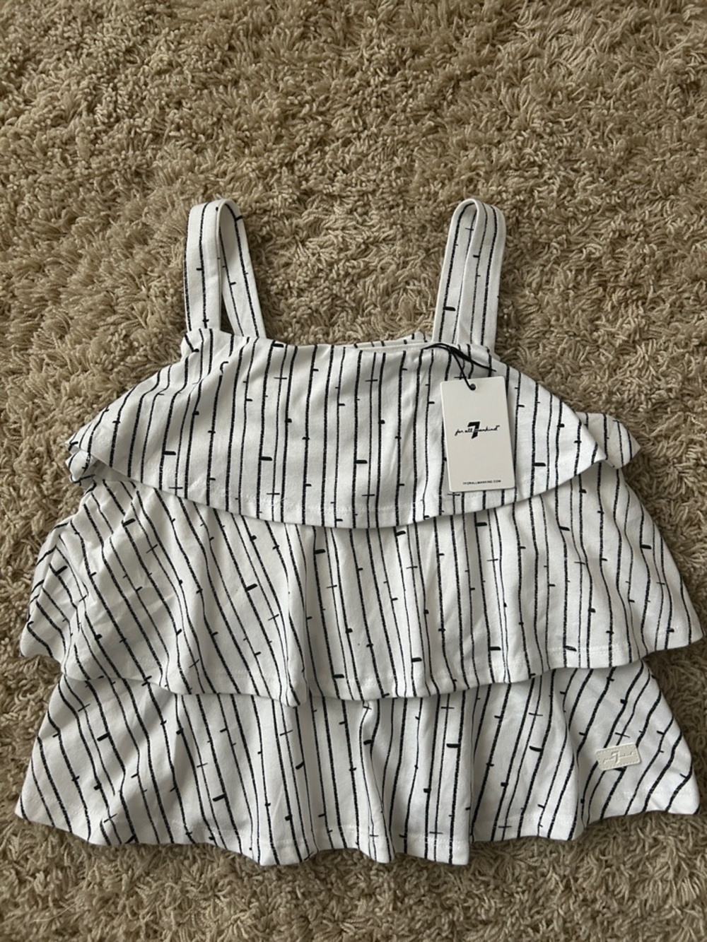 NWT 7 For All Mankind White Tiered Ruffle Tank Top Size M - Picture 2 of 6